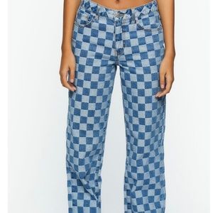 F21 checkered jeans